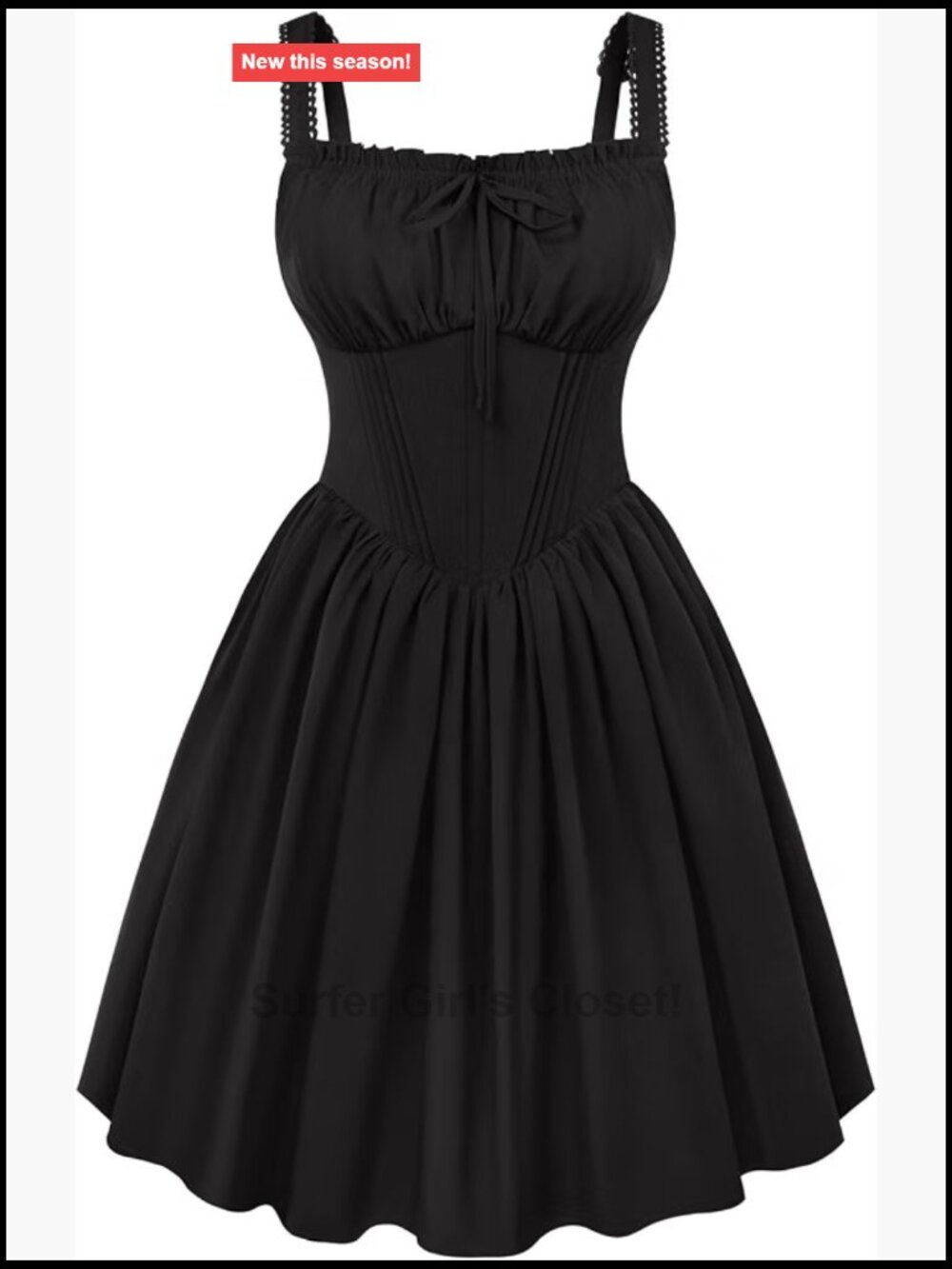 Scarlet Darkness Corset Mini Dress Adjustable Straps Sundress with Pockets
